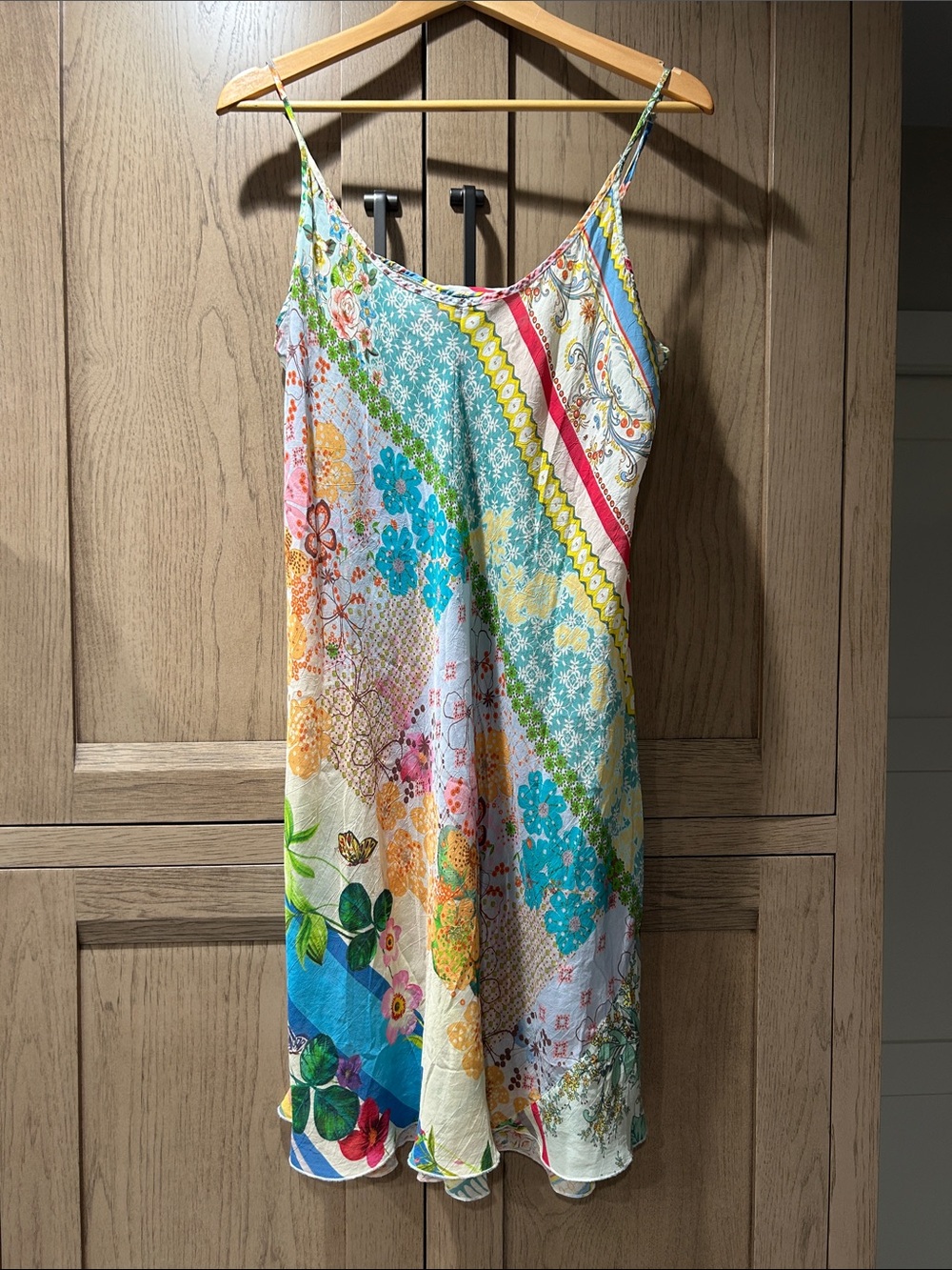 Johnny Was Floral Multi-Color Slip Dress with Spaghetti Straps